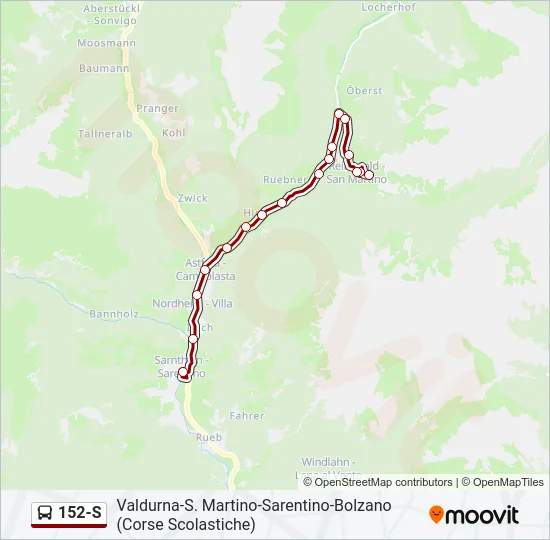 152-S Bus Line Map