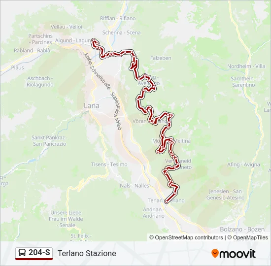 204-S Bus Line Map