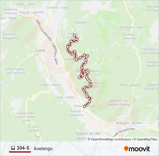 204-S Bus Line Map