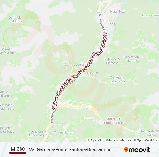Percorso linea bus 360