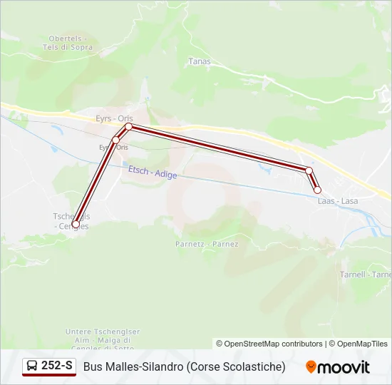 252-S Bus Line Map