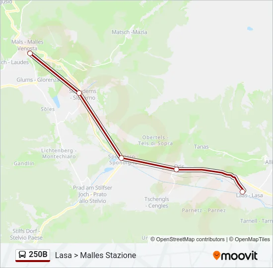 250B Bus Line Map