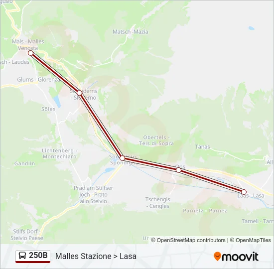 250B Bus Line Map