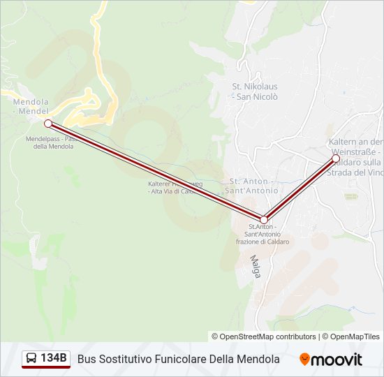 Percorso linea bus 134B