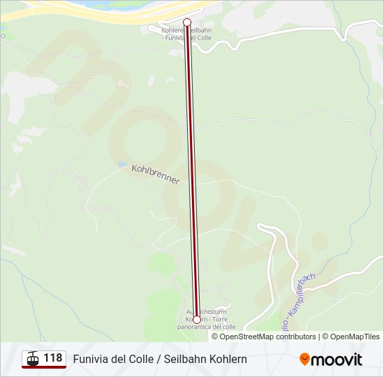 Percorso linea funivia 118