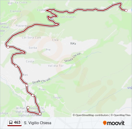 Percorso linea bus 463