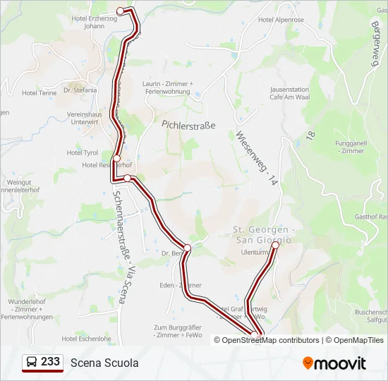Percorso linea bus 233