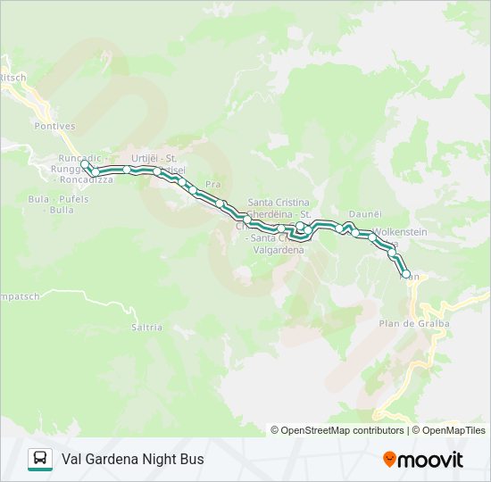 Percorso linea bus NIGHTBUS
