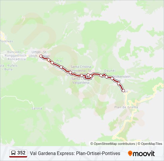 Percorso linea bus 352