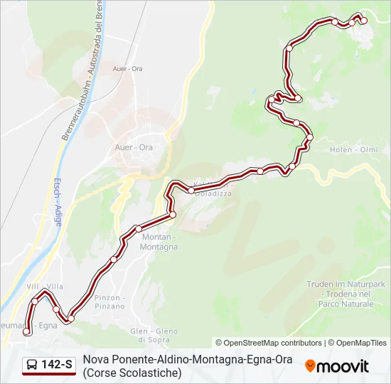 142-S Bus Line Map