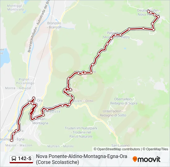 142-S Bus Line Map
