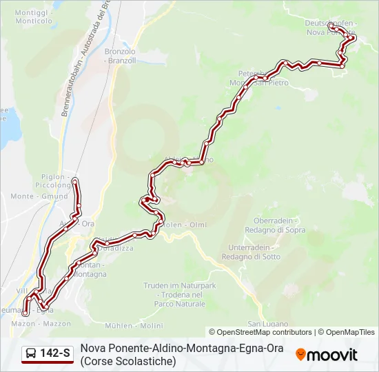 142-S Bus Line Map