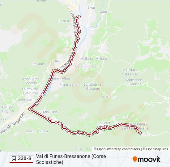 Percorso linea bus 330-S