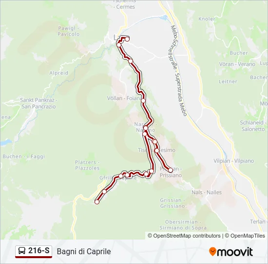 216-S Bus Line Map