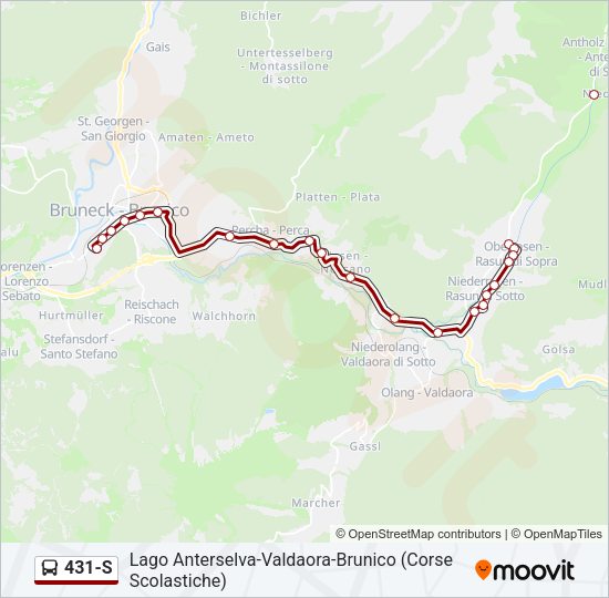 Percorso linea bus 431-S