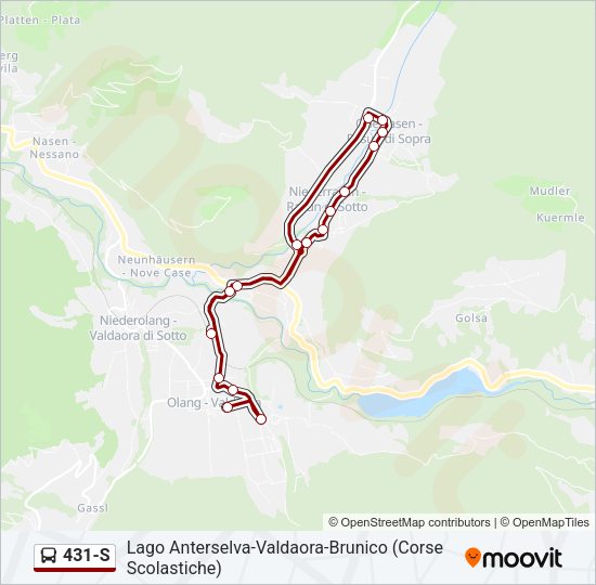 Percorso linea bus 431-S