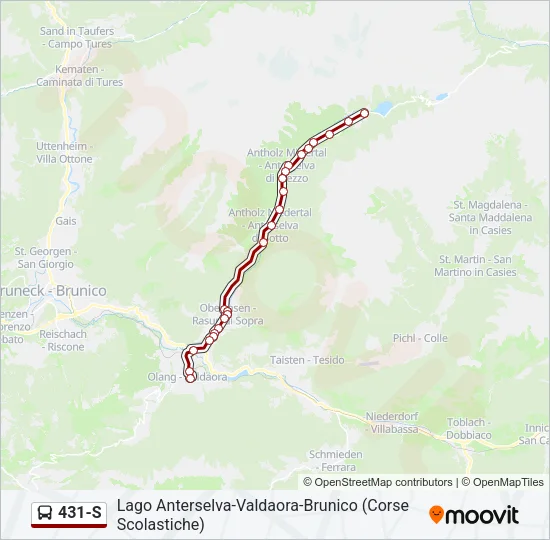 431-S Bus Line Map
