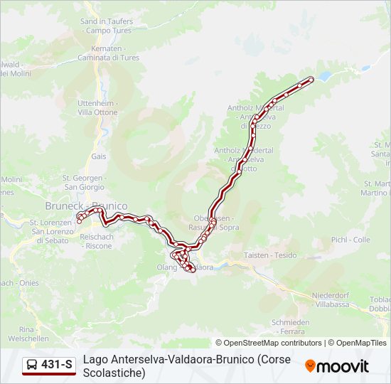 Percorso linea bus 431-S