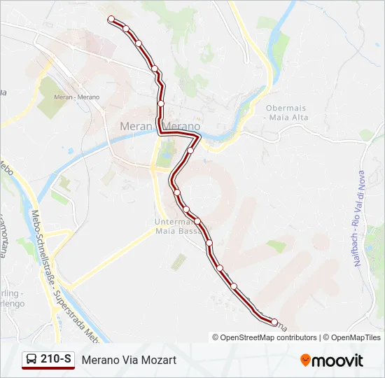 210-S Bus Line Map