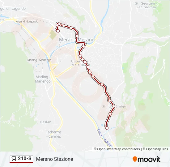 210-S Bus Line Map
