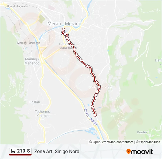210-S Bus Line Map