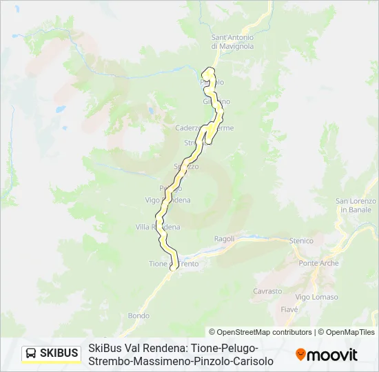 Percorso linea bus SKIBUS