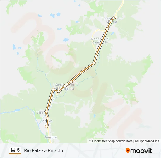 Percorso linea bus 5