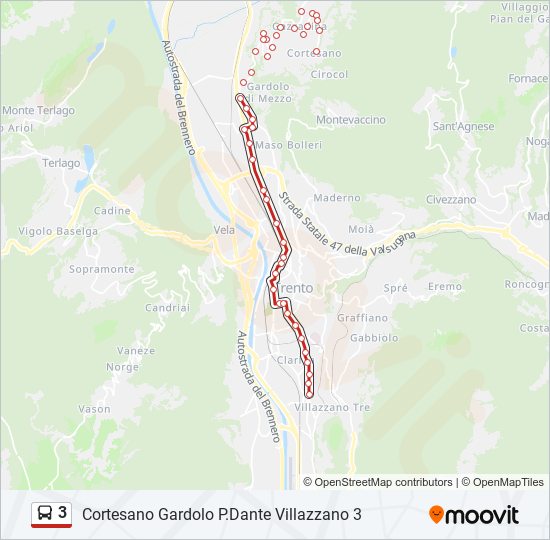 Percorso linea bus 3