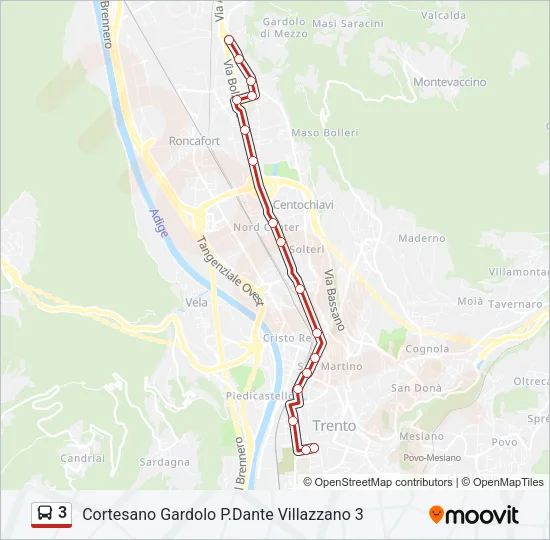 Percorso linea bus 3