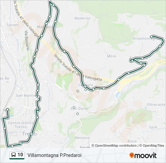 Percorso linea bus 10