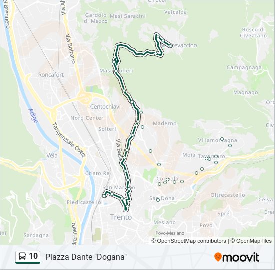 Percorso linea bus 10