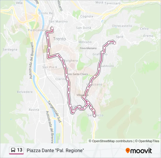 13 Bus Line Map