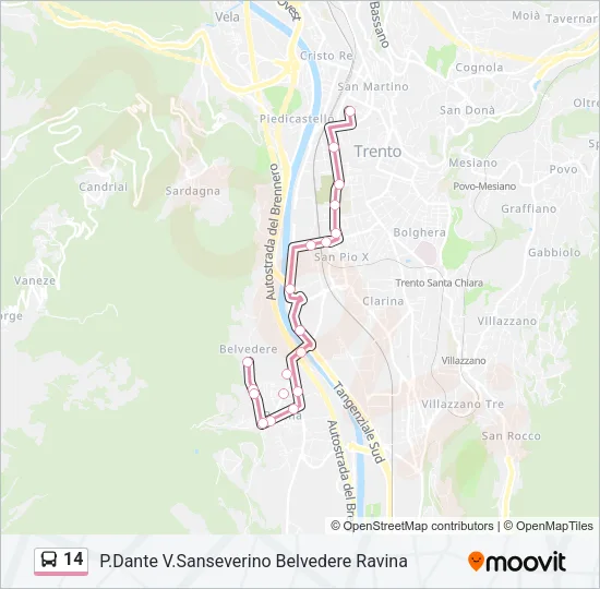 14 Bus Line Map