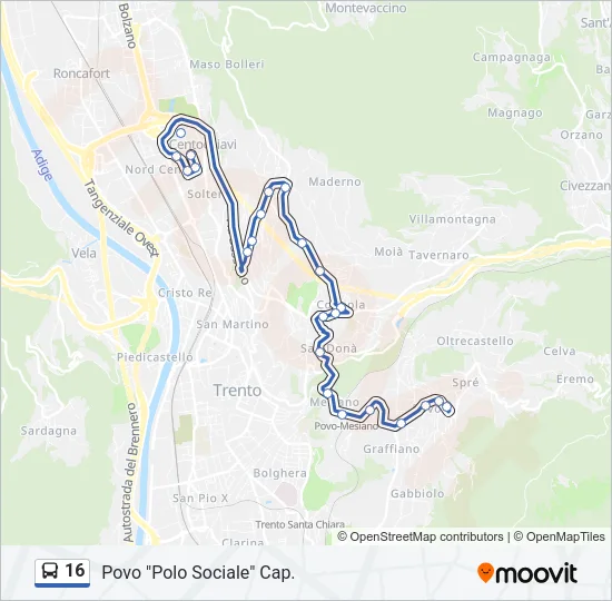 16 Bus Line Map