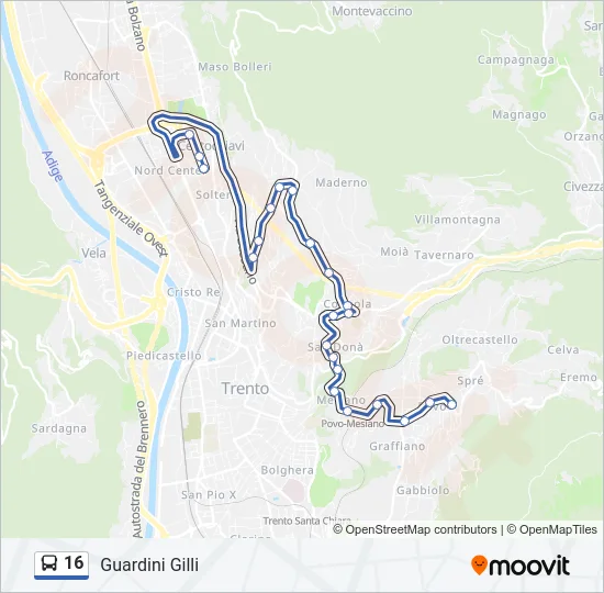 16 Bus Line Map