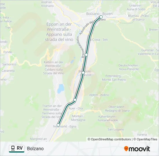 Percorso linea treno RV