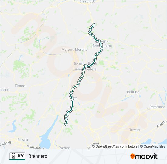 Percorso linea treno RV