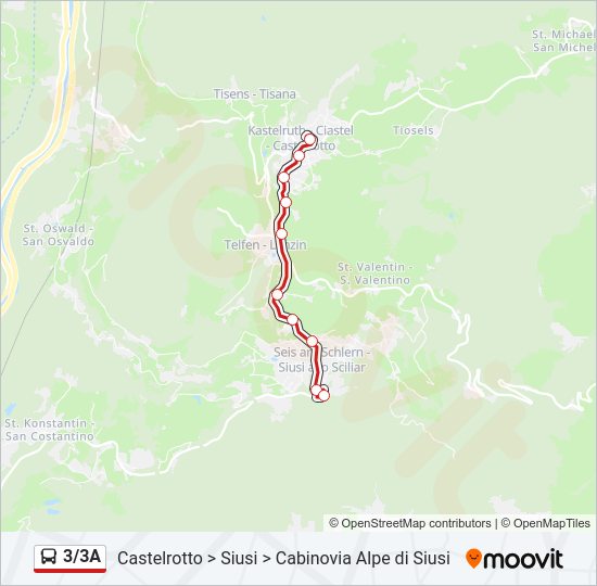 Percorso linea bus 3/3A