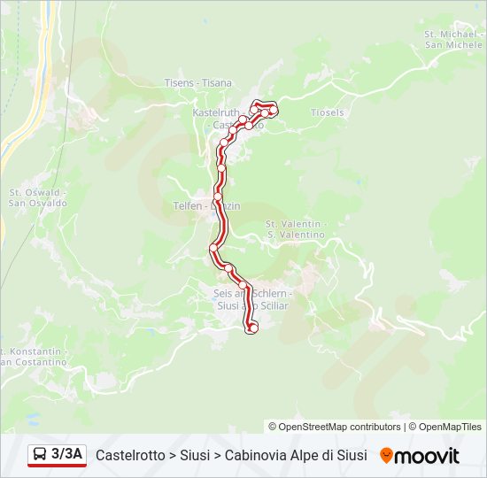 Percorso linea bus 3/3A
