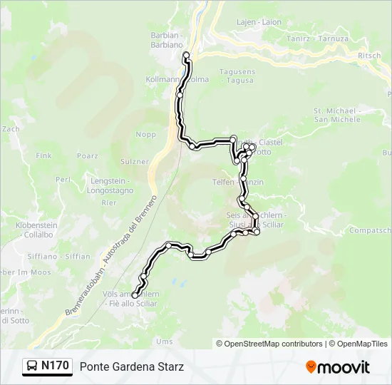 N170 Bus Line Map