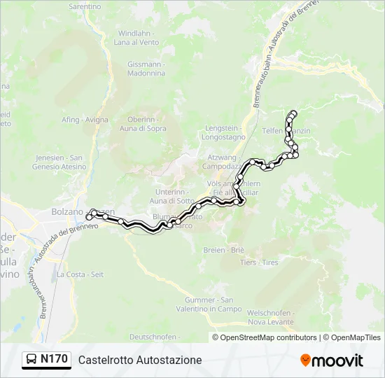 N170 Bus Line Map