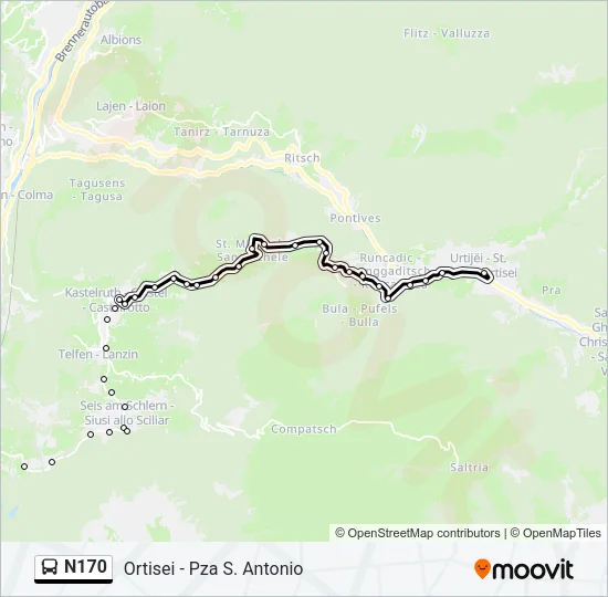 N170 Bus Line Map