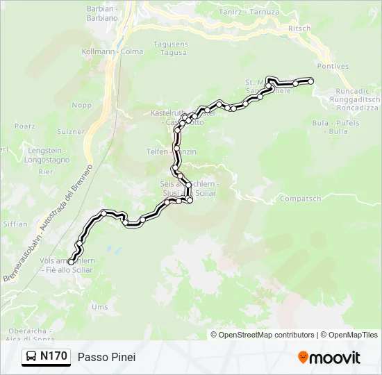 N170 Bus Line Map