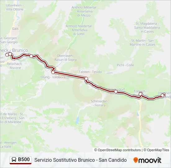 B500 Bus Line Map