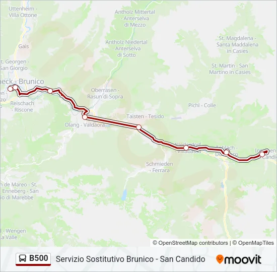 B500 Bus Line Map