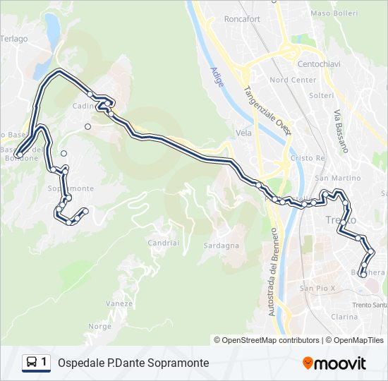 Percorso linea bus 1