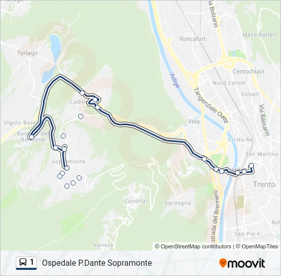 1 Bus Line Map
