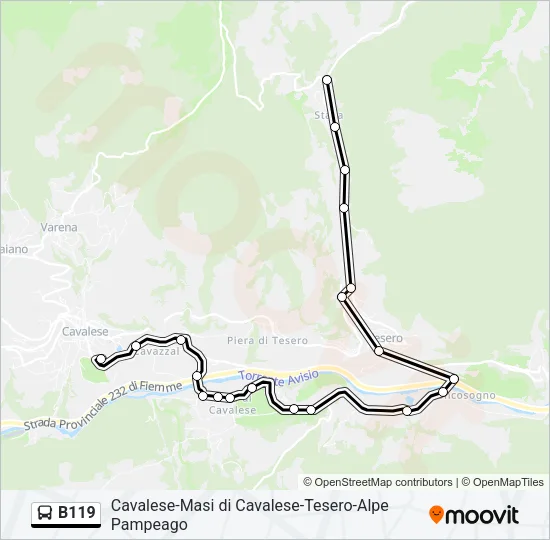 B119 Bus Line Map