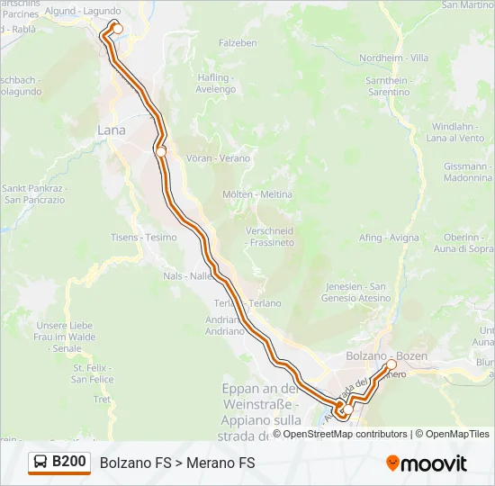 Percorso linea  B200