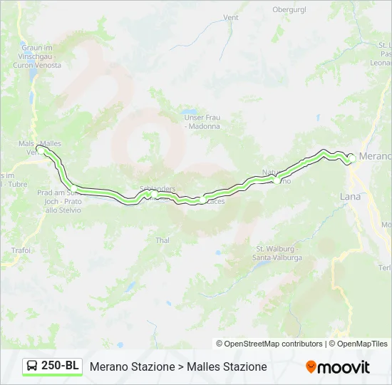 250-BL Bus Line Map